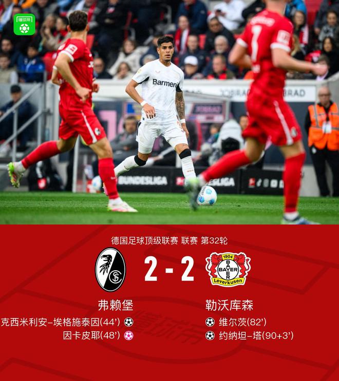 勒沃勝弗賴堡，拜仁奪冠；維爾茨進(jìn)球，塔絕平。